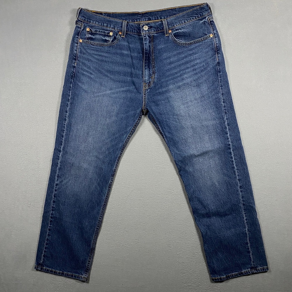 Levis 505 Regular Fit Jeans Mens 38x29 Blue Medium‎ Wash Straight Leg Denim